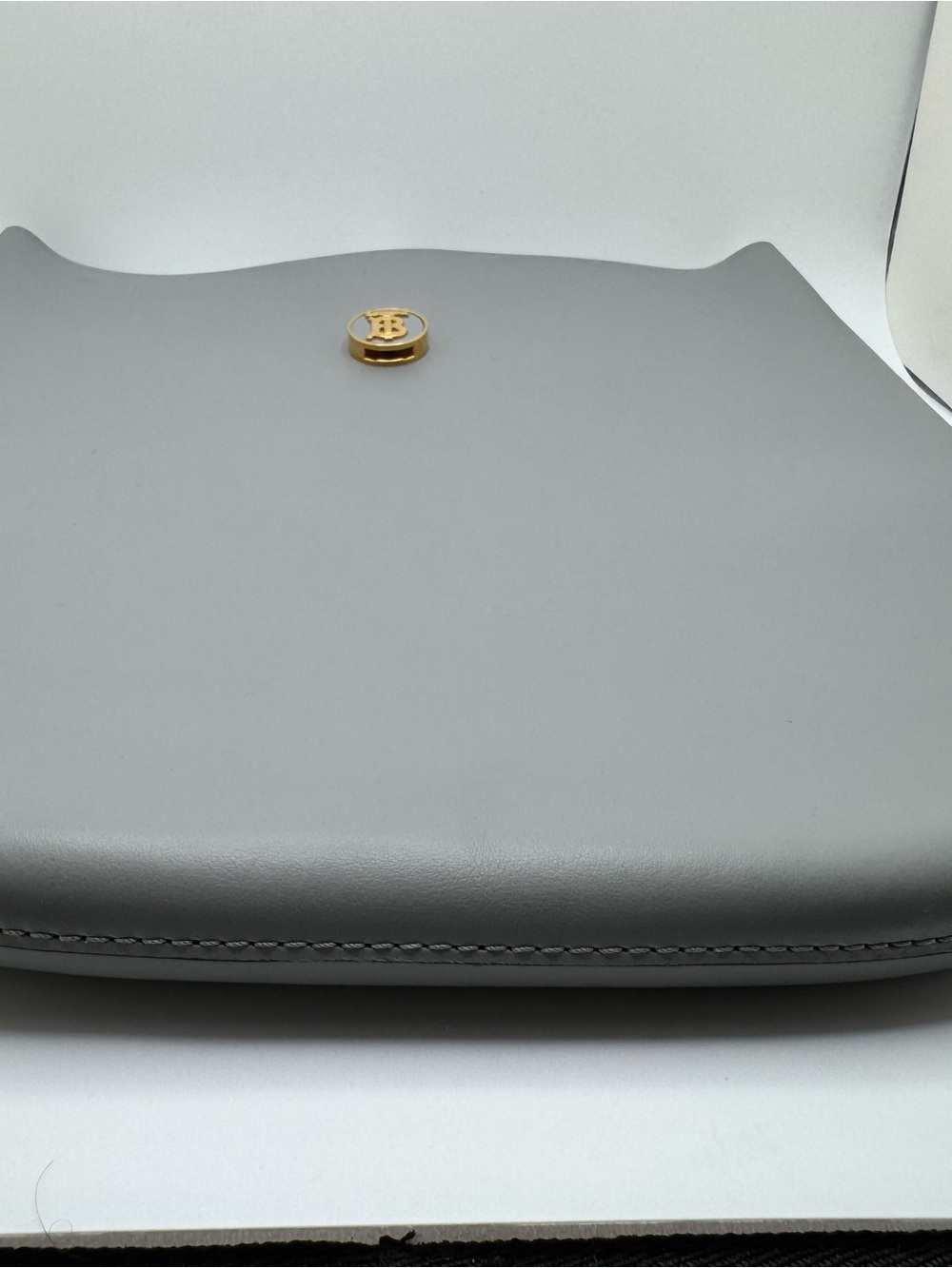 Burberry Anne Hobo Bag Cloud Grey Leather TB Monogram Large - Picture 10 of 12